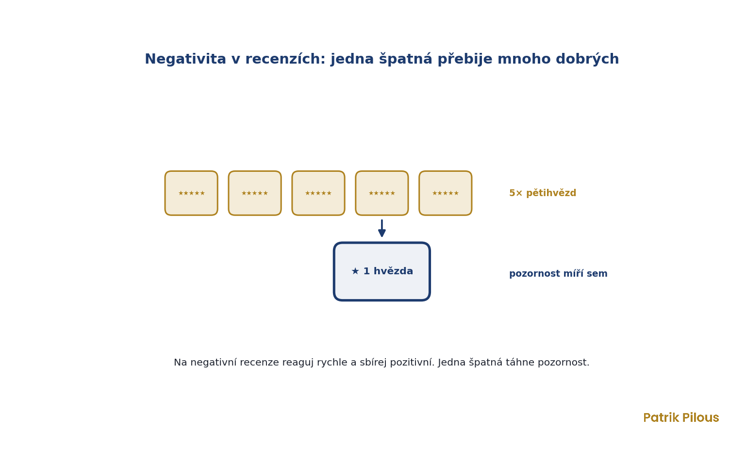 Negativita v recenzích: mezi pěti pětihvězdičkovými recenzemi táhne pozornost jedna jednohvězdičková
