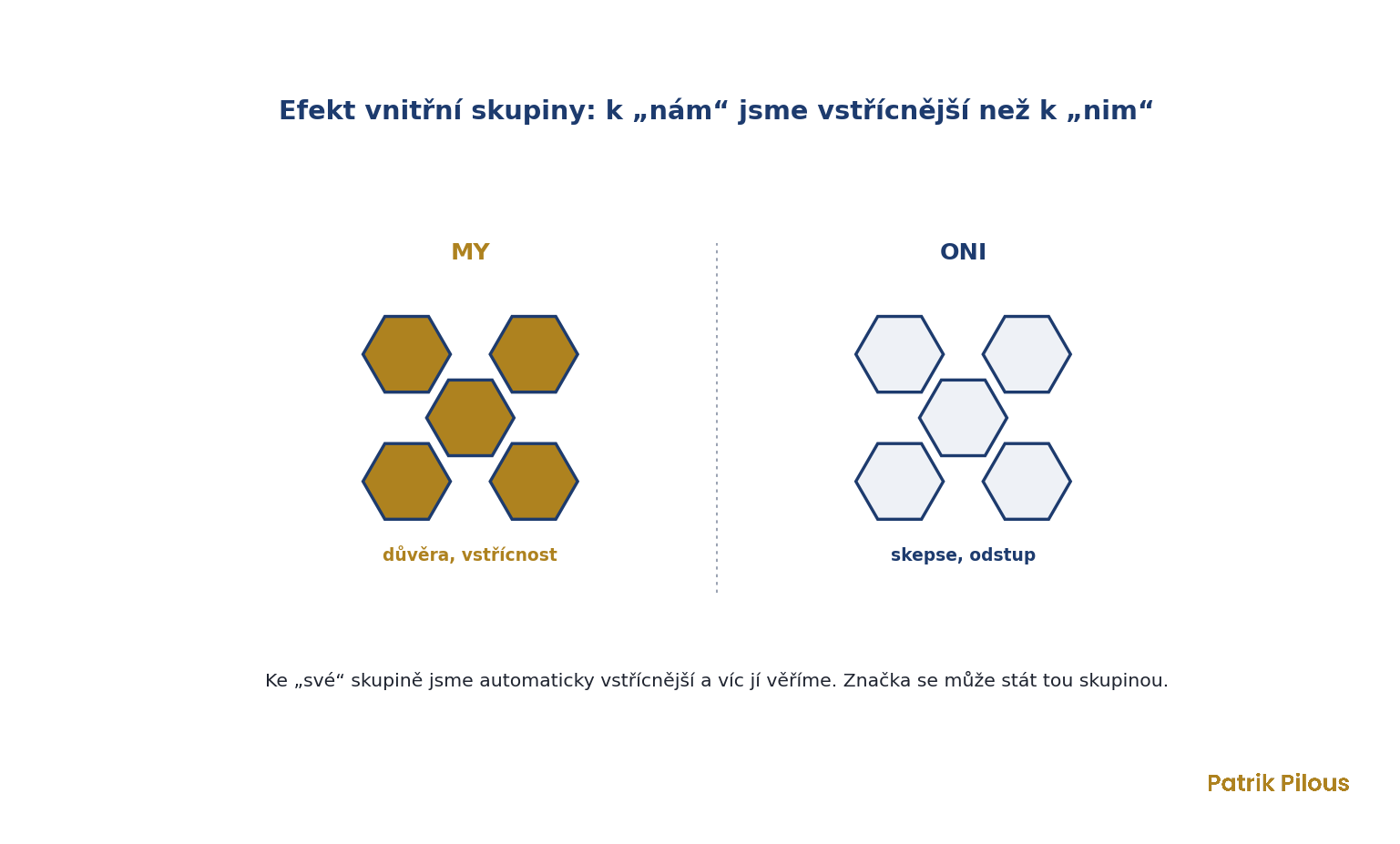 Efekt vnitřní skupiny: ke členům vlastní skupiny MY jsme vstřícnější než k ostatním ONI